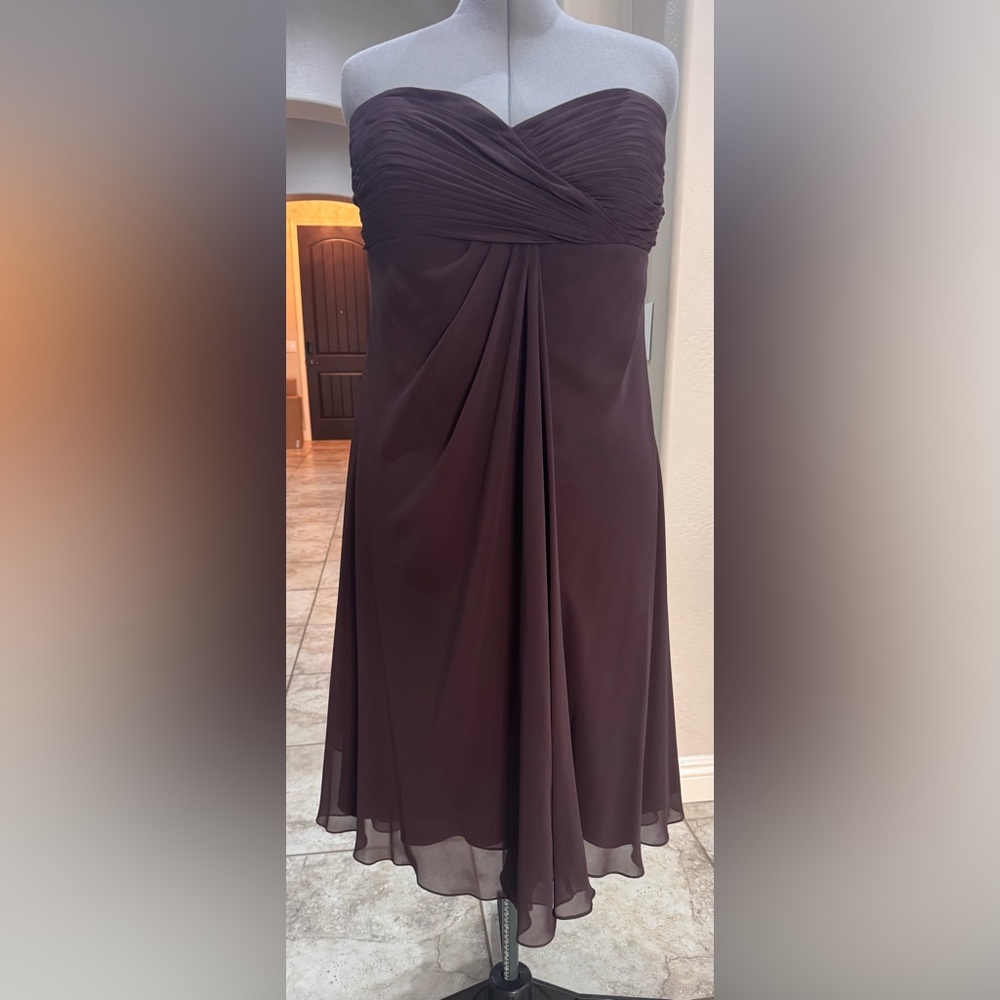 David's Bridal Strapless Chocolate Dress